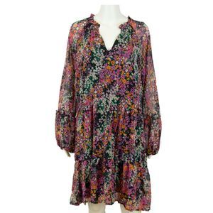 Vince Camuto Women's Lightweight Three Tier Mini Dress Black/Multi, X-Small
